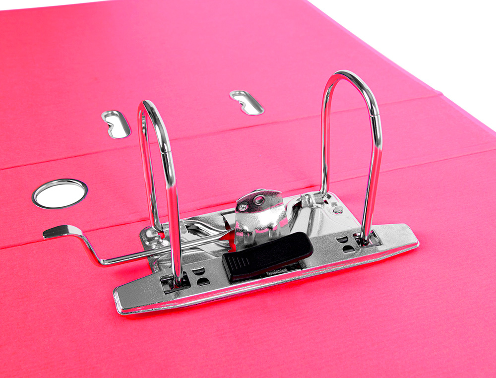 CLASSEUR LEVIER LIDERPAPEL A4 DOCUMENTA CARTON REMBORD 1,9MM DOS 75MM RADO MTALLIQUE COLORIS ROSE