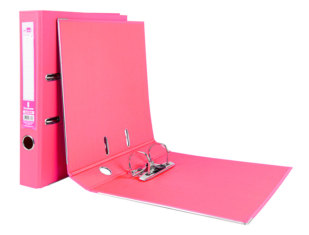 CLASSEUR LEVIER LIDERPAPEL A4 DOCUMENTA CARTON REMBORD 1,9MM DOS 52MM RADO MTALLIQUE COLORIS ROSE