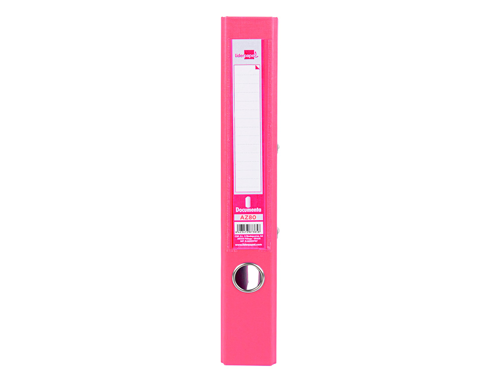 CLASSEUR LEVIER LIDERPAPEL A4 DOCUMENTA CARTON REMBORD 1,9MM DOS 52MM RADO MTALLIQUE COLORIS ROSE