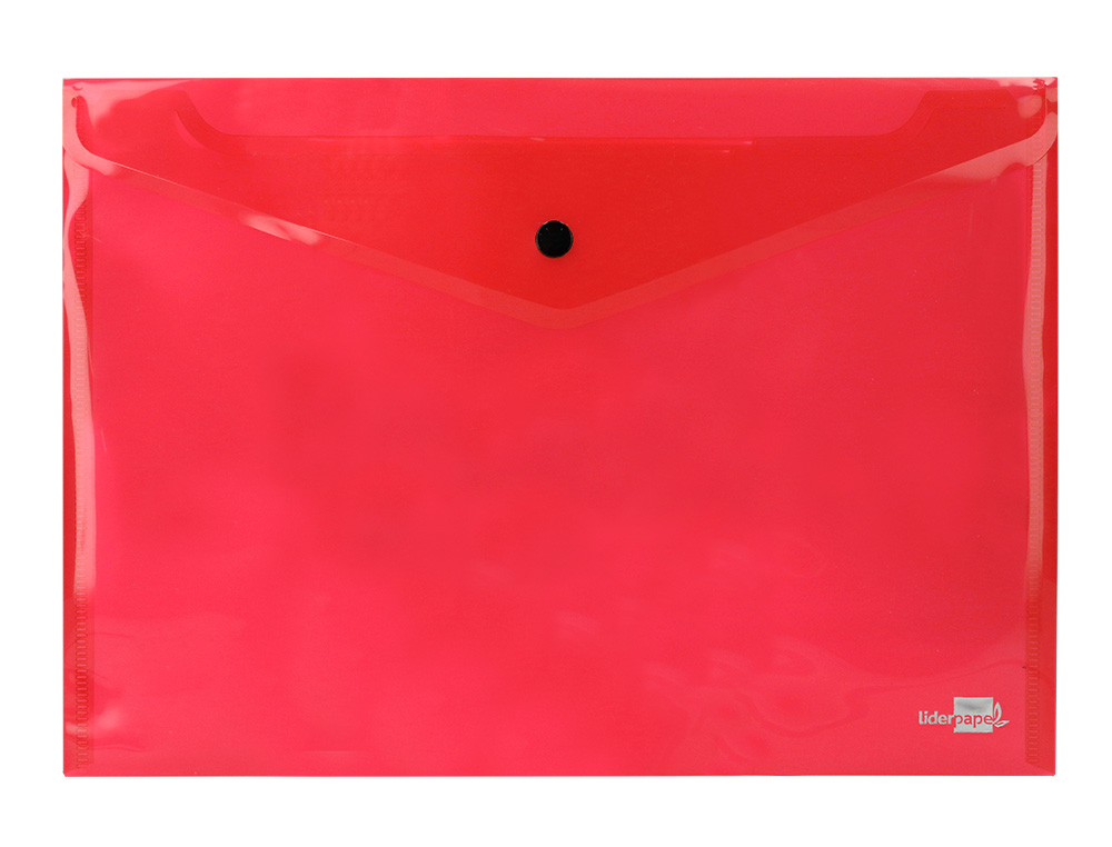 POCHETTE ENVELOPPE LIDERPAPEL POLYPROPYLNE 180 MICRONS A4 297X210MM 50F FERMETURE BOUTON COLORIS ASSORTIS PACK 5 UNITS