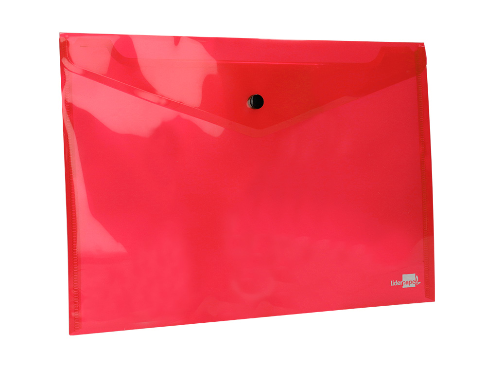POCHETTE ENVELOPPE LIDERPAPEL POLYPROPYLNE 180 MICRONS A4 297X210MM 50F FERMETURE BOUTON COLORIS ASSORTIS PACK 5 UNITS