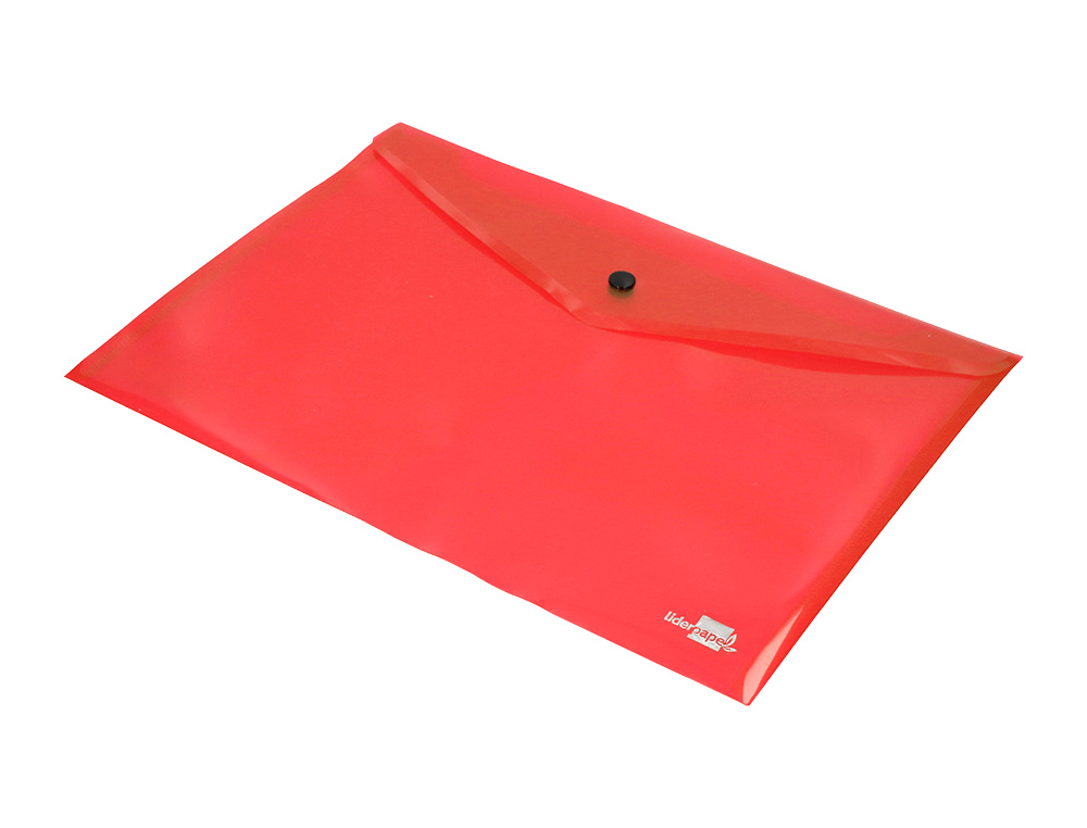 POCHETTE ENVELOPPE LIDERPAPEL POLYPROPYLNE 180 MICRONS A4 297X210MM 50F FERMETURE BOUTON COLORIS ASSORTIS PACK 5 UNITS