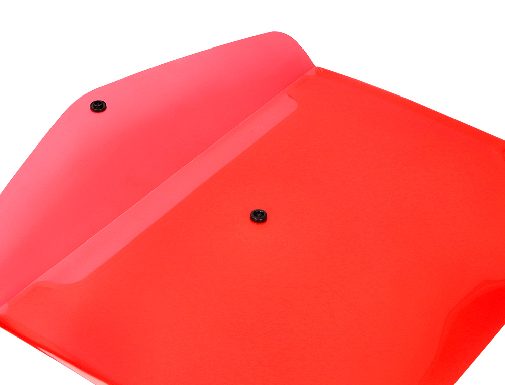 POCHETTE ENVELOPPE LIDERPAPEL POLYPROPYLNE 180 MICRONS A4 297X210MM 50F FERMETURE BOUTON COLORIS ASSORTIS PACK 5 UNITS