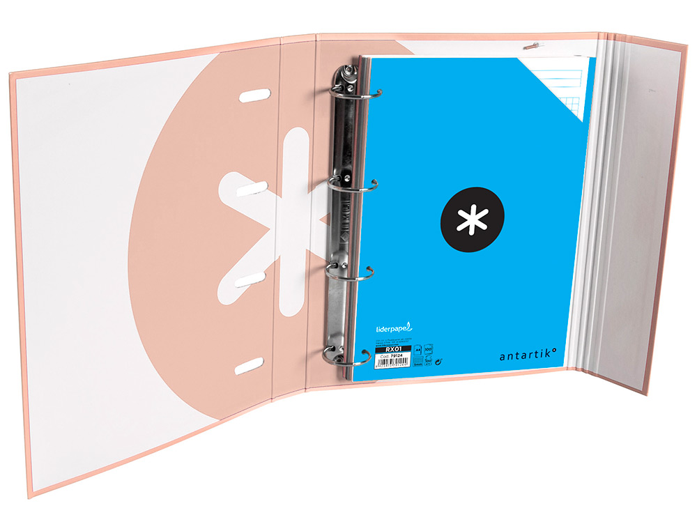 CLASSEUR ANTARTIK TRENDING TOPIC 2020 4 ANNEAUX RONDS    40MM FEUILLET MOBILE A4 5X5MM COLORIS CORAIL