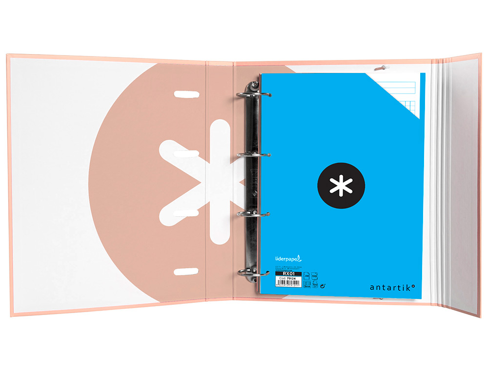 CLASSEUR ANTARTIK TRENDING TOPIC 2020 4 ANNEAUX RONDS    40MM FEUILLET MOBILE A4 5X5MM COLORIS CORAIL