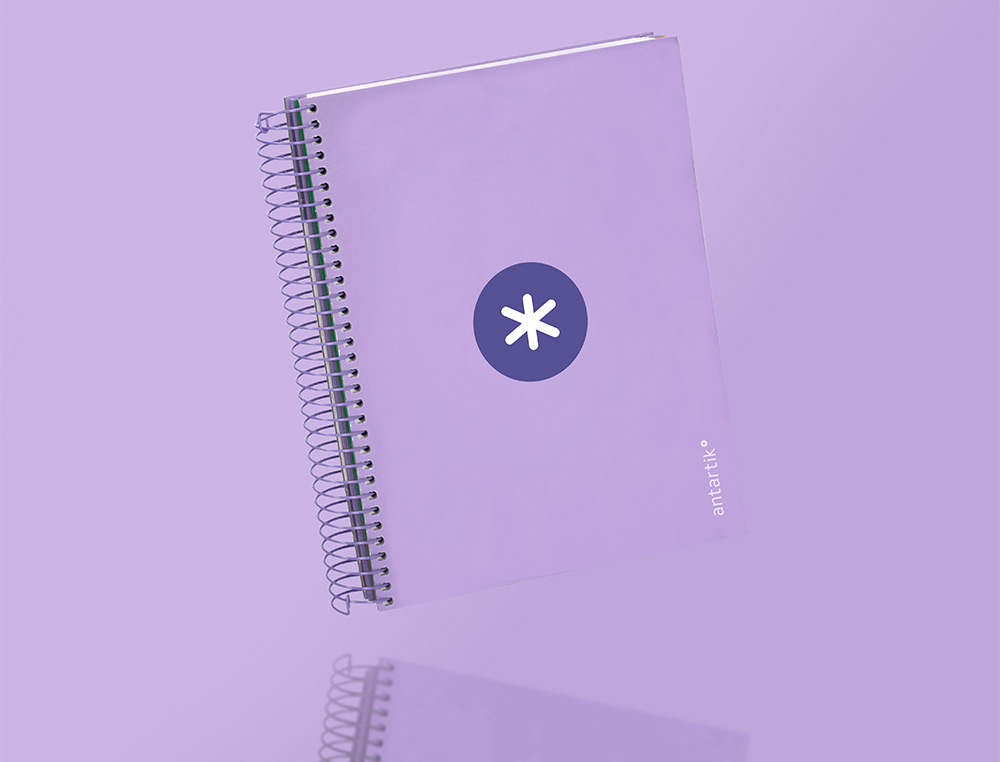CAHIER SPIRALE ANTARTIK A5 14,8X21CM 240P 90G/M2         QUADRILLAGE 5MM 6 TROUS       COIL-LOCK COLORIS LAVANDE
