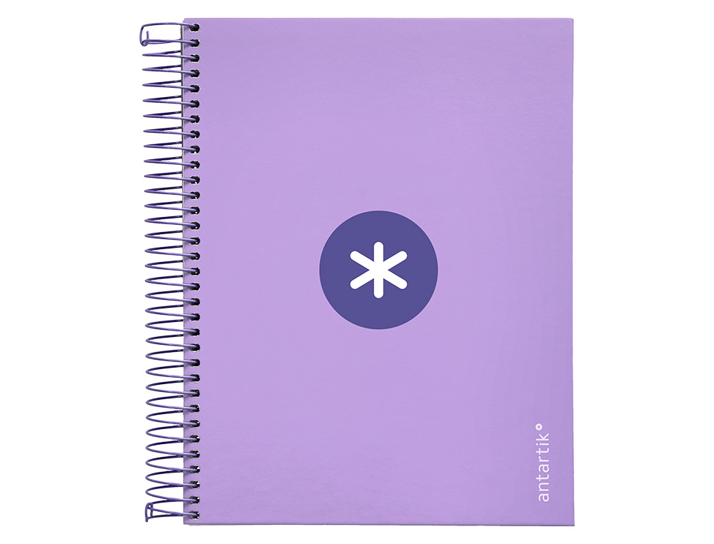 CAHIER SPIRALE ANTARTIK A5 14,8X21CM 240P 90G/M2         QUADRILLAGE 5MM 6 TROUS       COIL-LOCK COLORIS LAVANDE