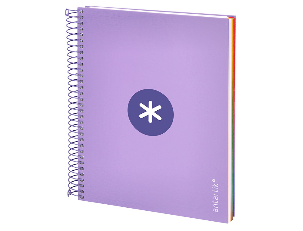 CAHIER SPIRALE ANTARTIK A5 14,8X21CM 240P 90G/M2         QUADRILLAGE 5MM 6 TROUS       COIL-LOCK COLORIS LAVANDE