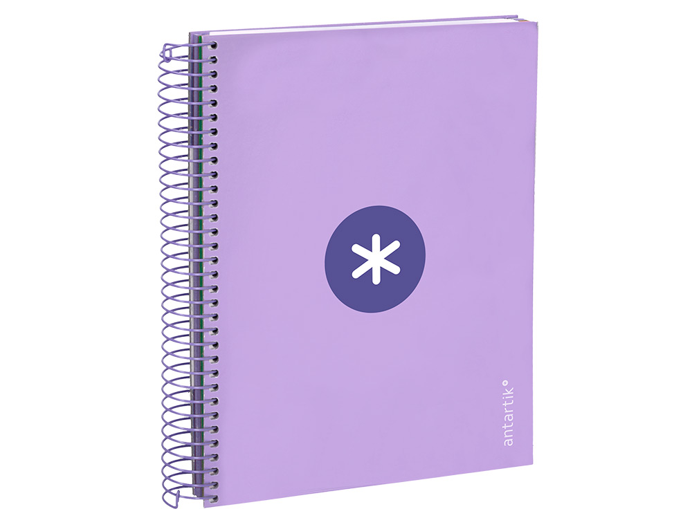 CAHIER SPIRALE ANTARTIK A5 14,8X21CM 240P 90G/M2         QUADRILLAGE 5MM 6 TROUS       COIL-LOCK COLORIS LAVANDE