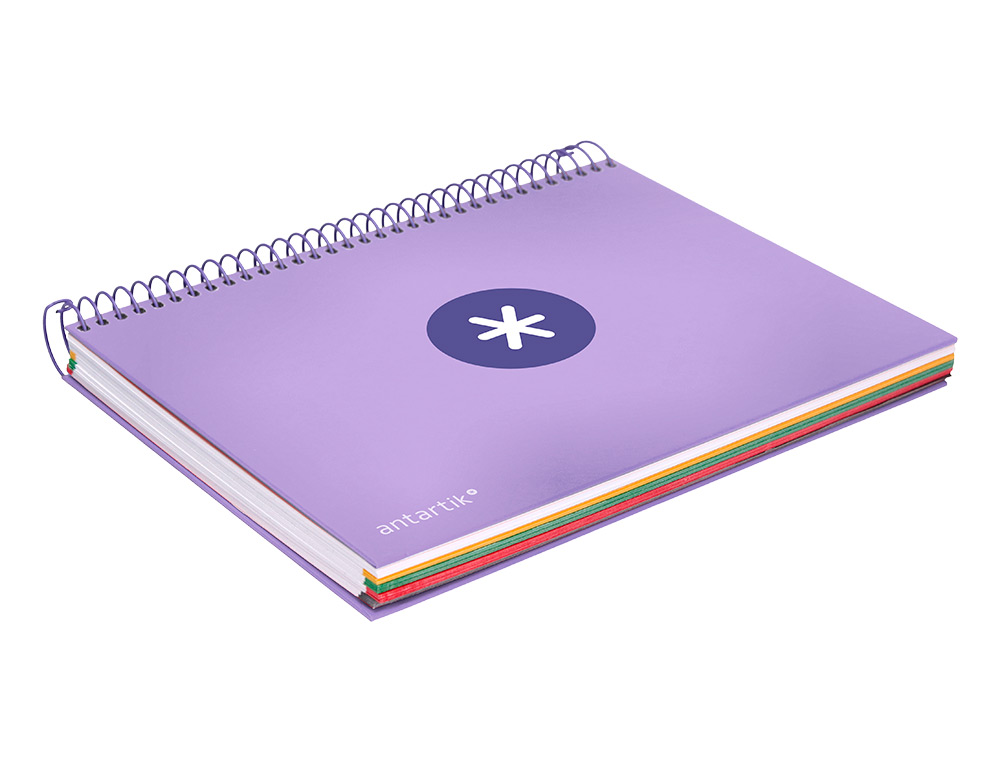CAHIER SPIRALE ANTARTIK A5 14,8X21CM 240P 90G/M2         QUADRILLAGE 5MM 6 TROUS       COIL-LOCK COLORIS LAVANDE