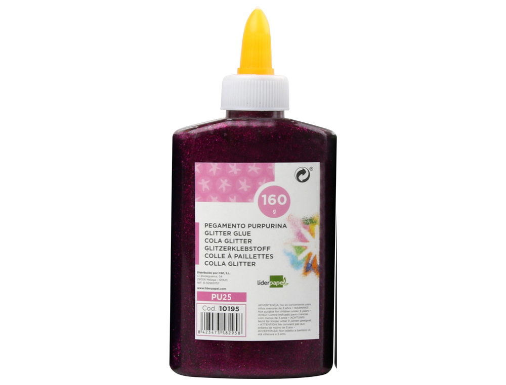 COLLE PAILLETEE LIDERPAPEL COLORIS MAUVE METALLISE - POT DE 160G