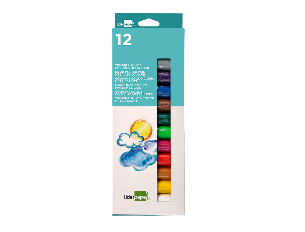 GOUACHE LIDERPAPEL SOLIDE BATON DE 10GR SANS SOLVANT    SECHAGE RAPIDE COLORIS        ASSORTIS BOITE DE 12 UNITES