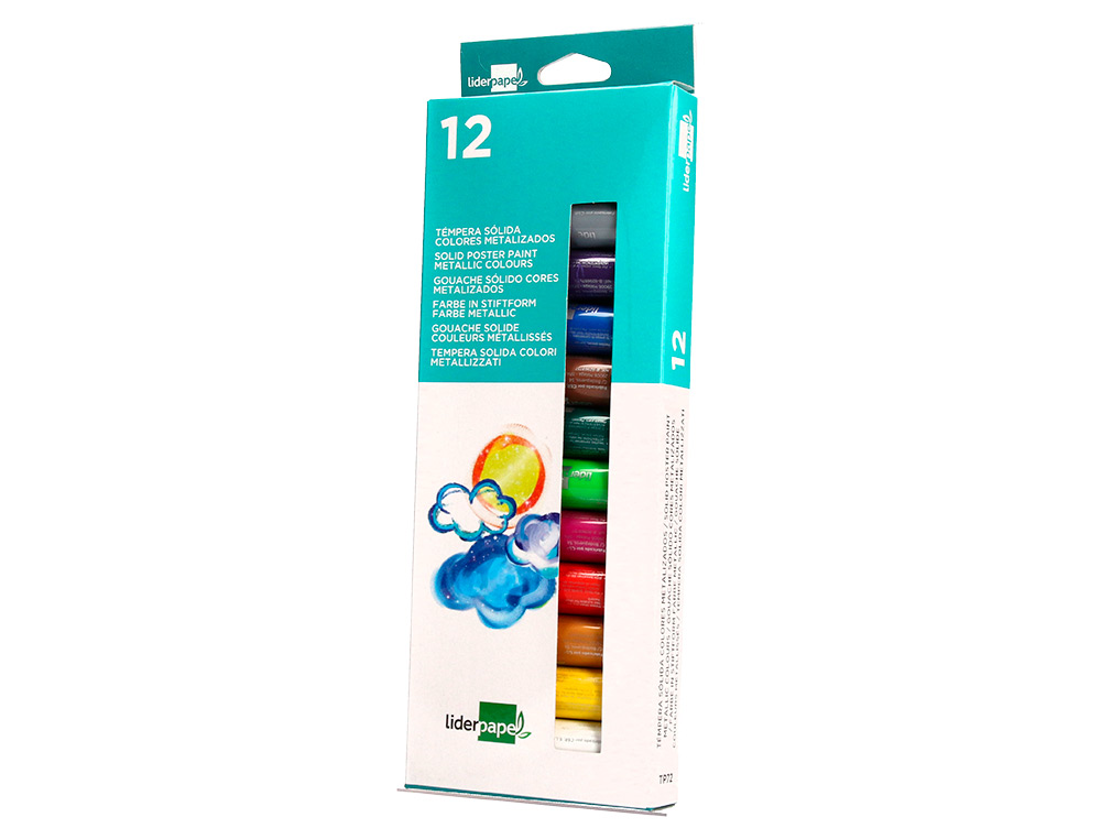 GOUACHE LIDERPAPEL SOLIDE BATON DE 10GR SANS SOLVANT    SECHAGE RAPIDE COLORIS        ASSORTIS BOITE DE 12 UNITES