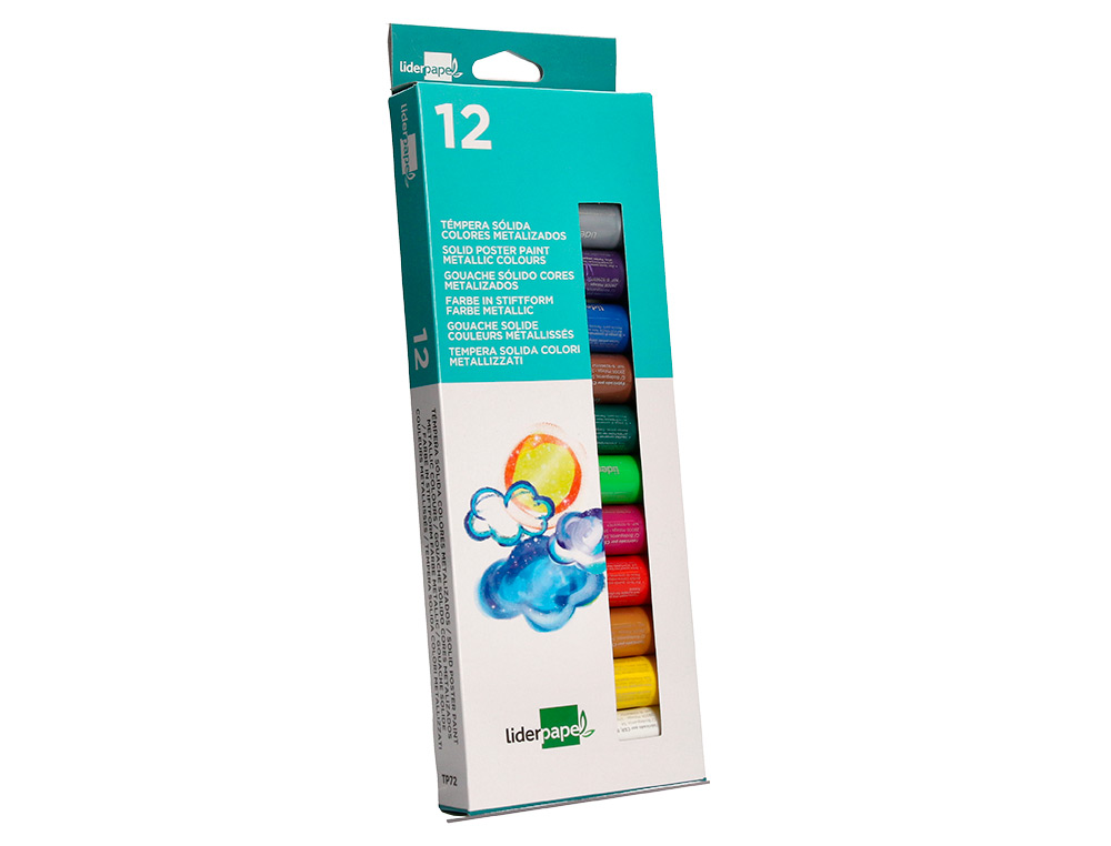 GOUACHE LIDERPAPEL SOLIDE BATON DE 10GR SANS SOLVANT    SECHAGE RAPIDE COLORIS        ASSORTIS BOITE DE 12 UNITES