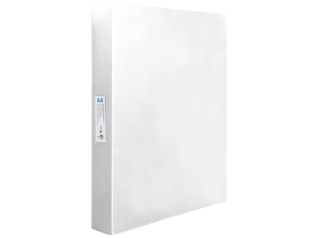 CLASSEUR LIDERPAPEL 4 ANNEAUX 25MM A4 260X315MM POLYPROPYLENE DOS 40MM PORTE-CARTES VISITE COLORIS TRANSPARENT