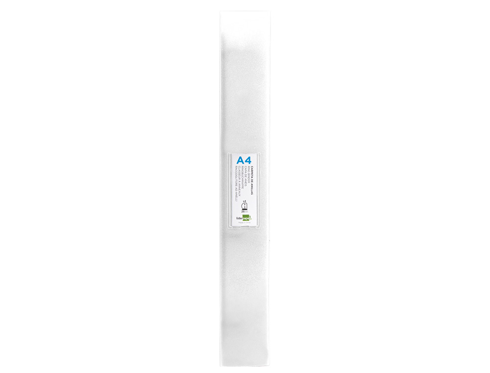 CLASSEUR LIDERPAPEL 4 ANNEAUX 25MM A4 260X315MM POLYPROPYLENE DOS 40MM PORTE-CARTES VISITE COLORIS TRANSPARENT