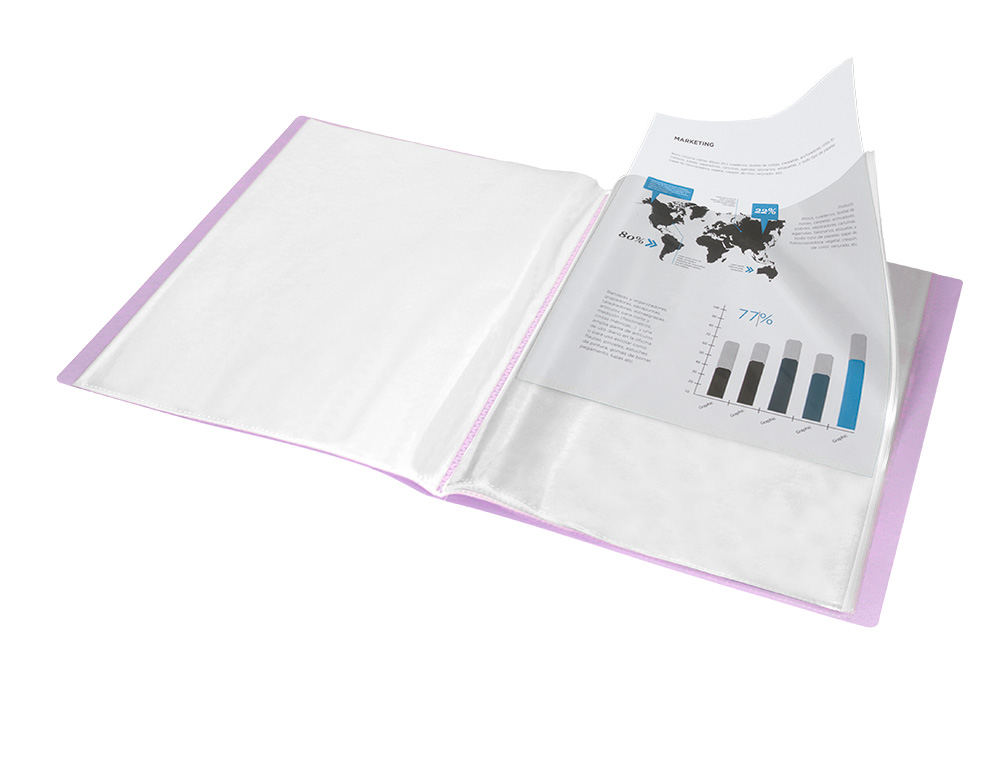 PROTEGE-DOCUMENTS LIDERPAPEL POLYPROPYLENE COUVERTURE      FLEXIBLE 40 POCHETTES FIXES   A4 220X297MM LAVANDE OPAQUE