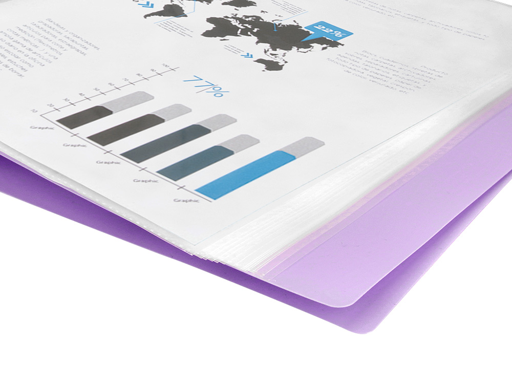 PROTEGE-DOCUMENTS LIDERPAPEL POLYPROPYLENE COUVERTURE      FLEXIBLE 40 POCHETTES FIXES   A4 220X297MM LAVANDE OPAQUE