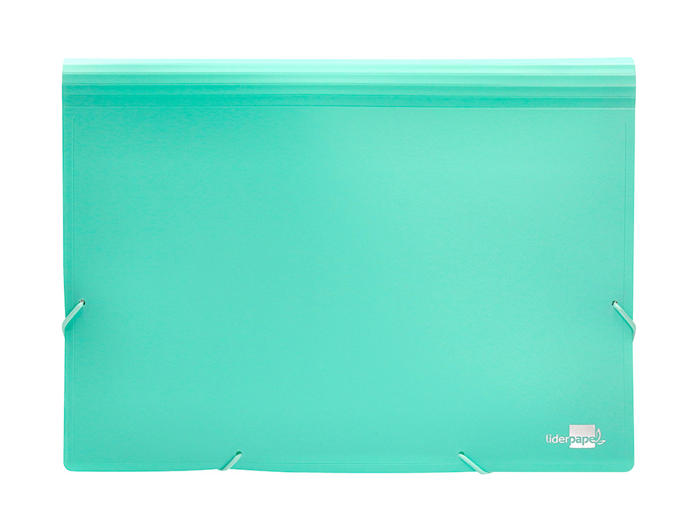 TRIEUR LIDERPAPEL POLYPRO A4 210X297MM 700 MICRONS 13 COMPARTIMENTS FERMETURE ELASTIQUE  COLORIS VERT POMME OPAQUE