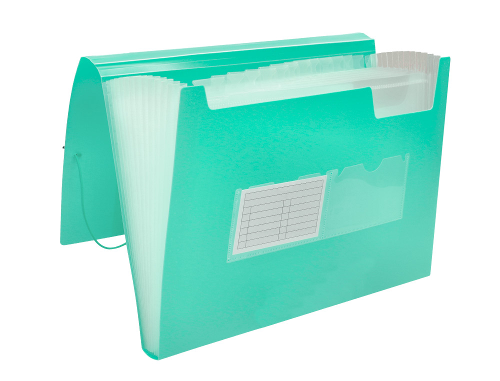 TRIEUR LIDERPAPEL POLYPRO A4 210X297MM 700 MICRONS 13 COMPARTIMENTS FERMETURE ELASTIQUE  COLORIS VERT POMME OPAQUE