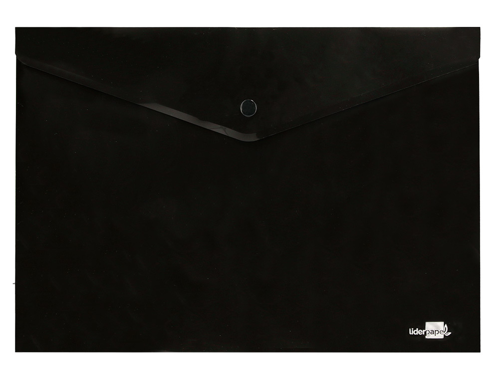 POCHETTE ENVELOPPE LIDERPAPEL POLYPROPYLENE 180 MICRONS A4  97X210MM 50F FERMETURE BOUTON RESISTANT NOIR OPAQUE