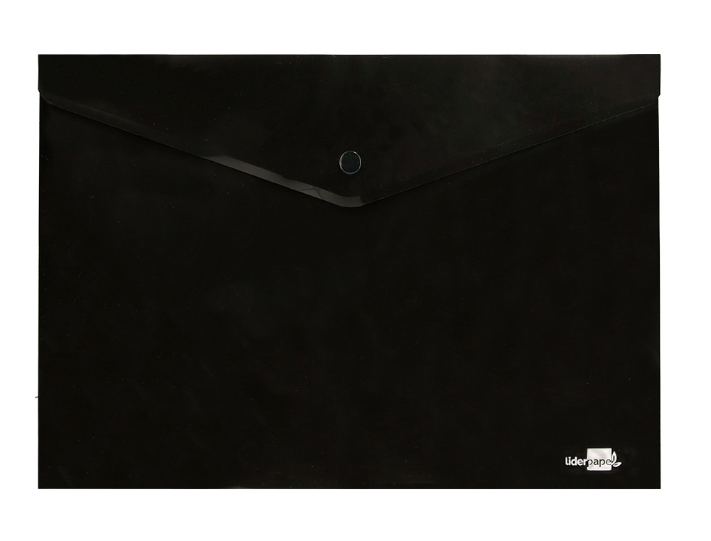 POCHETTE ENVELOPPE LIDERPAPEL POLYPROPYLENE 180 MICRONS A4  97X210MM 50F FERMETURE BOUTON RESISTANT NOIR OPAQUE