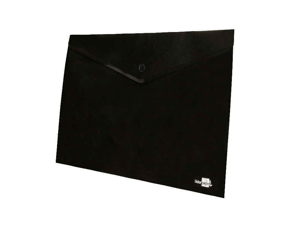 POCHETTE ENVELOPPE LIDERPAPEL POLYPROPYLENE 180 MICRONS A4  97X210MM 50F FERMETURE BOUTON RESISTANT NOIR OPAQUE