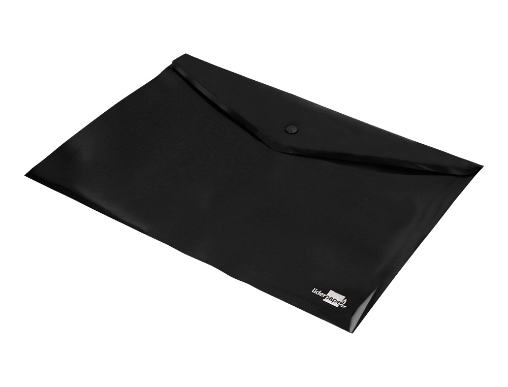 POCHETTE ENVELOPPE LIDERPAPEL POLYPROPYLENE 180 MICRONS A4  97X210MM 50F FERMETURE BOUTON RESISTANT NOIR OPAQUE