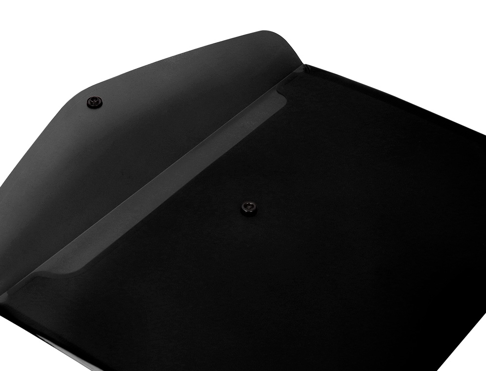 POCHETTE ENVELOPPE LIDERPAPEL POLYPROPYLENE 180 MICRONS A4  97X210MM 50F FERMETURE BOUTON RESISTANT NOIR OPAQUE