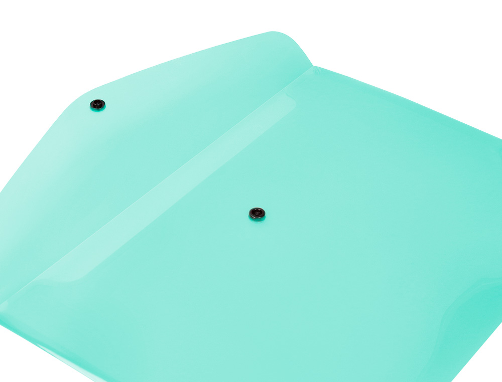 POCHETTE ENVELOPPE LIDERPAPEL POLYPROPYLENE 180 MICRONS A4  97X210MM 50F FERMETURE BOUTON VERT POMME OPAQUE