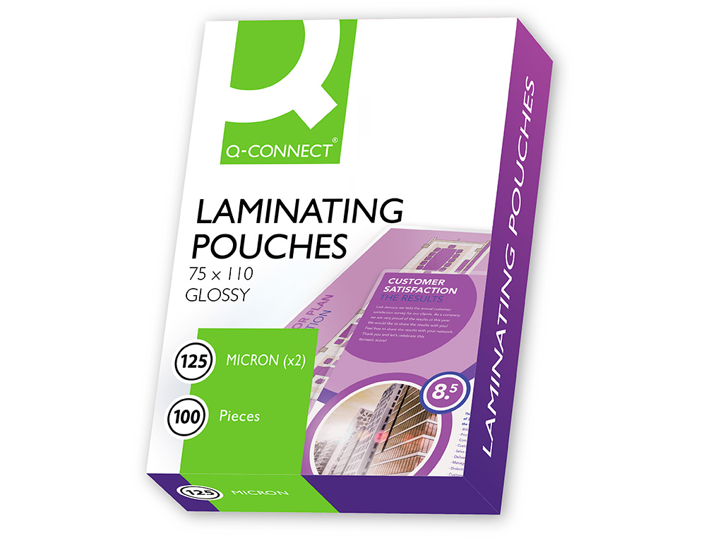 POCHETTE PLASTIFICATION Q-CONNECT  CHAUD CONOMIQUE FORMAT 110X75MM 125 MICRONS BOTE 100 UNITS