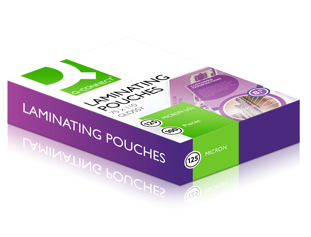 POCHETTE PLASTIFICATION Q-CONNECT  CHAUD CONOMIQUE FORMAT 110X75MM 125 MICRONS BOTE 100 UNITS