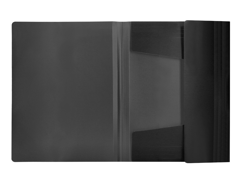 CHEMISE LIDERPAPEL POLYPROPYLÈNE DOS FLEXIBLE A4 210X297MM 4/10E 3 RABATS ÉLASTIQUE 100F COLORIS NOIR OPAQUE