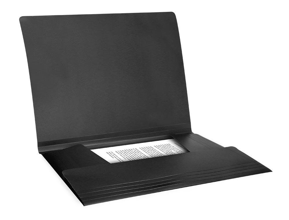 CHEMISE LIDERPAPEL POLYPROPYLÈNE DOS FLEXIBLE A4 210X297MM 4/10E 3 RABATS ÉLASTIQUE 100F COLORIS NOIR OPAQUE