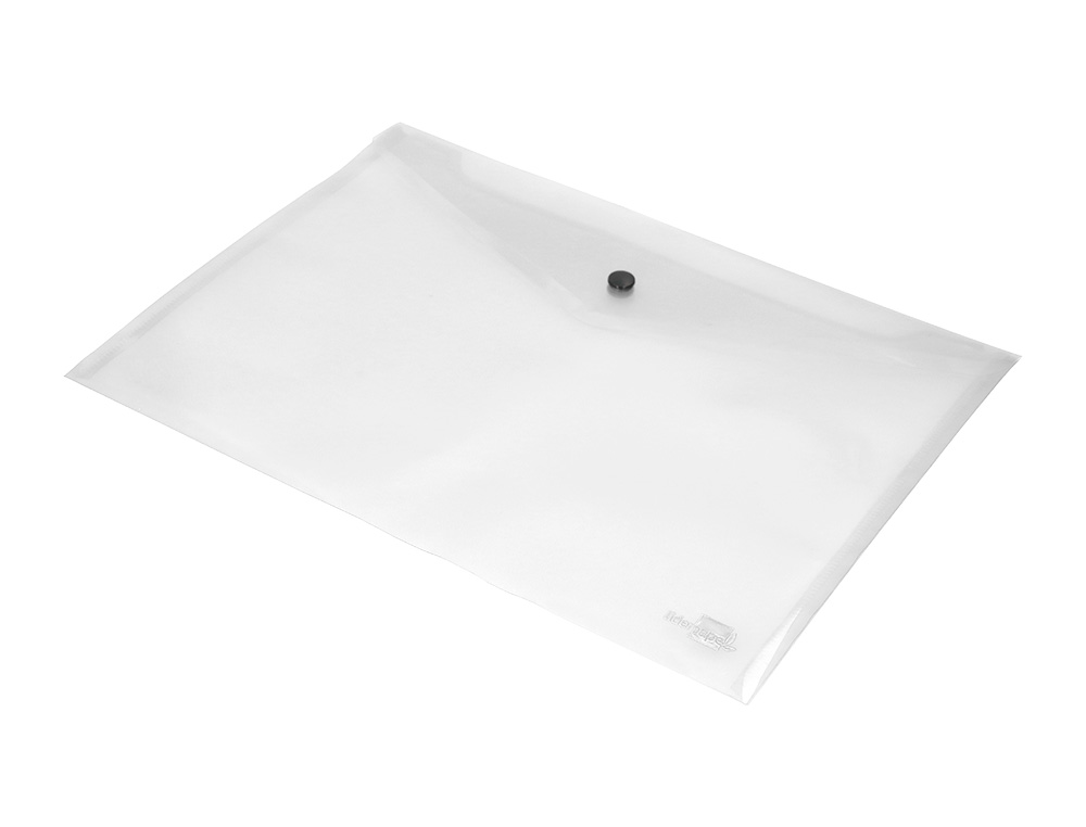 POCHETTE ENVELOPPE LIDERPAPEL POLYPROPYLNE 180 MICRONS A4 297X210MM 50F FERMETURE BOUTON RSISTANT TRANSPARENT