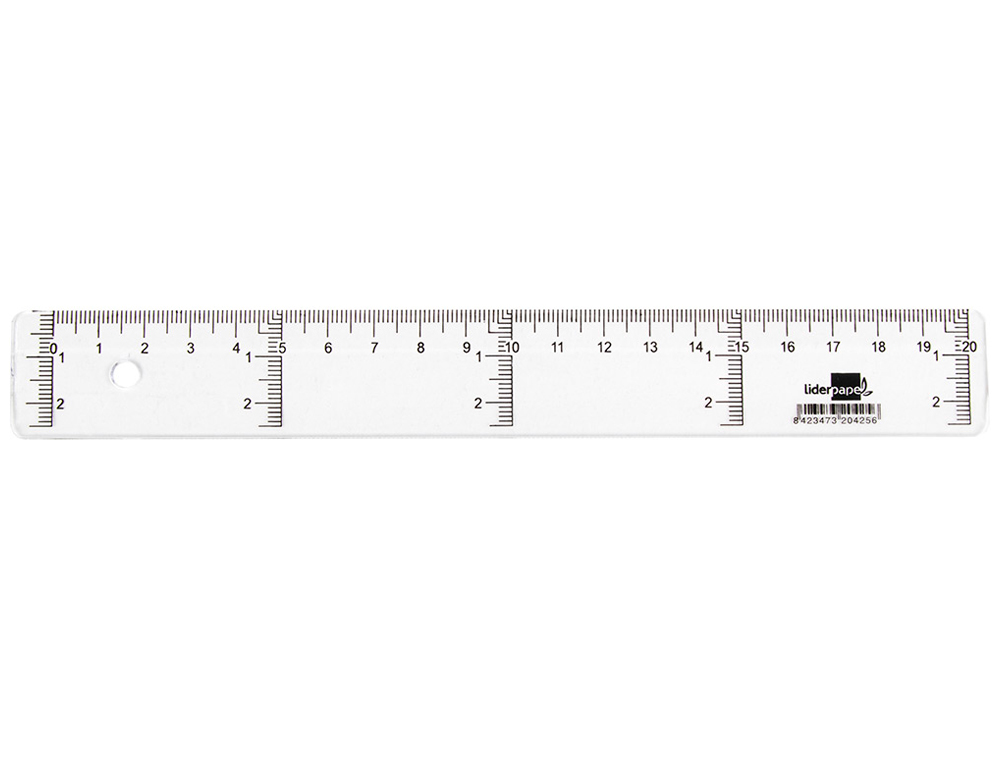 RGLE LIDERPAPEL GRADUATION VERTICALE HORIZONTALE 20CM BORD BISEAUT GAMME CRISTAL TRANSPARENTE CONOMIQUE