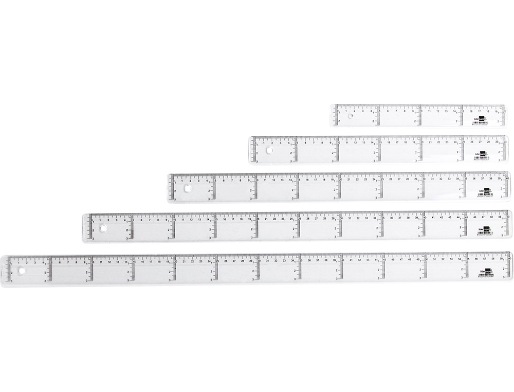 RGLE LIDERPAPEL GRADUATION VERTICALE HORIZONTALE 50CM BORD BISEAUT GAMME CRISTAL TRANSPARENTE CONOMIQUE