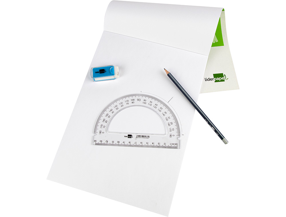 RAPPORTEUR LIDERPAPEL 180 DEGRS DEUX CHELLES OPPOSES 0 DEGRS 180 DEGRS BASE 14CM PLASTIQUE TRANSPARENT CONOMIQUE