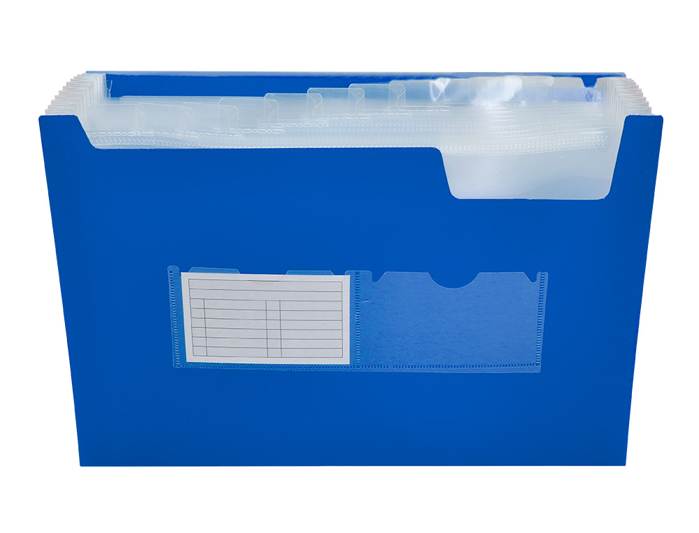 TRIEUR LIDERPAPEL POLYPROPYLNE A4 210X297MM 700 MICRONS 13 COMPARTIMENTS FERMETURE LASTIQUE TRANSLUCIDE COLORIS BLEU