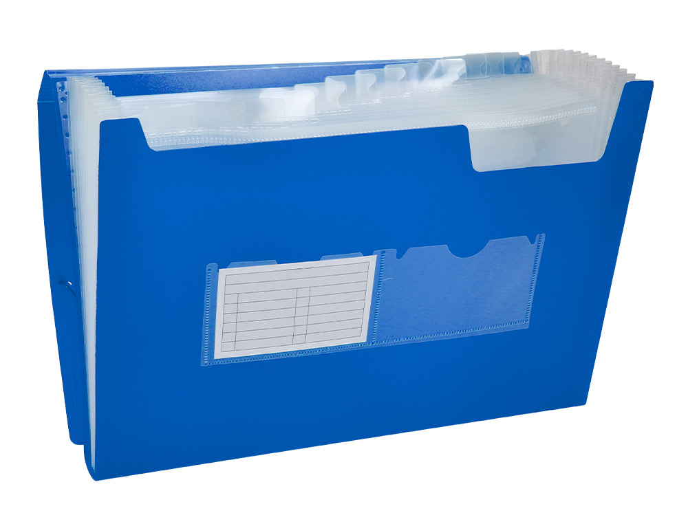 TRIEUR LIDERPAPEL POLYPROPYLNE A4 210X297MM 700 MICRONS 13 COMPARTIMENTS FERMETURE LASTIQUE TRANSLUCIDE COLORIS BLEU