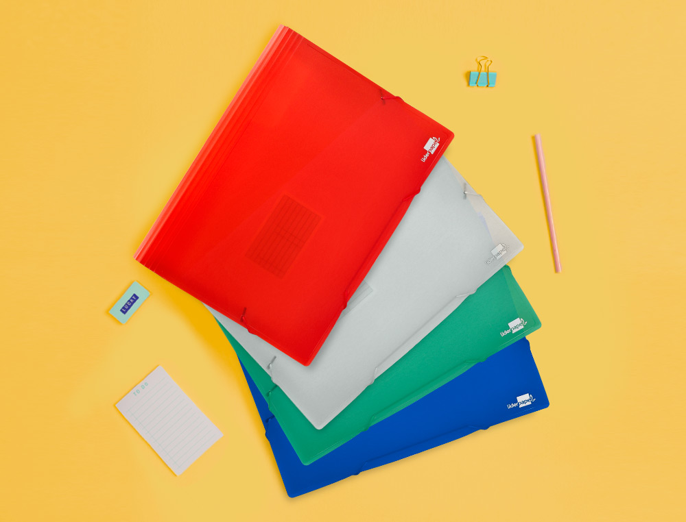 TRIEUR LIDERPAPEL POLYPROPYLNE A4 210X297MM 700 MICRONS 13 COMPARTIMENTS FERMETURE LASTIQUE TRANSLUCIDE COLORIS BLEU