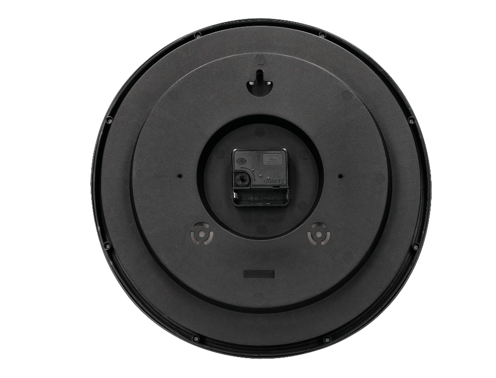 HORLOGE Q-CONNECT MURALE PLASTIQUE DESIGN ACTUEL NUMROS NOIRS FOND BLANC 1 PILE AA NON FOURNIE DIAMTRE 34CM NOIR