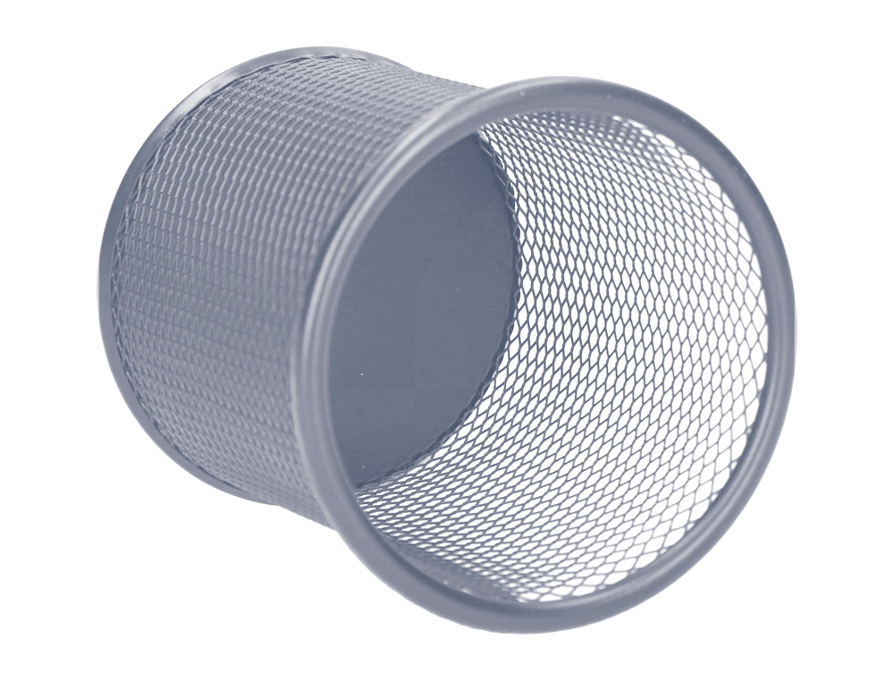 POT À CRAYONS Q-CONNECT MAILLE MÉTALLIQUE HAUTEUR 105MM DIAMÈTRE 86MM COLORIS ARGENT