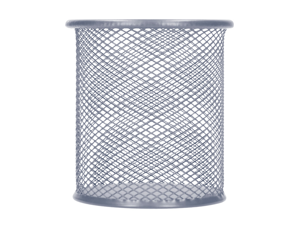 POT À CRAYONS Q-CONNECT MAILLE MÉTALLIQUE HAUTEUR 105MM DIAMÈTRE 86MM COLORIS ARGENT