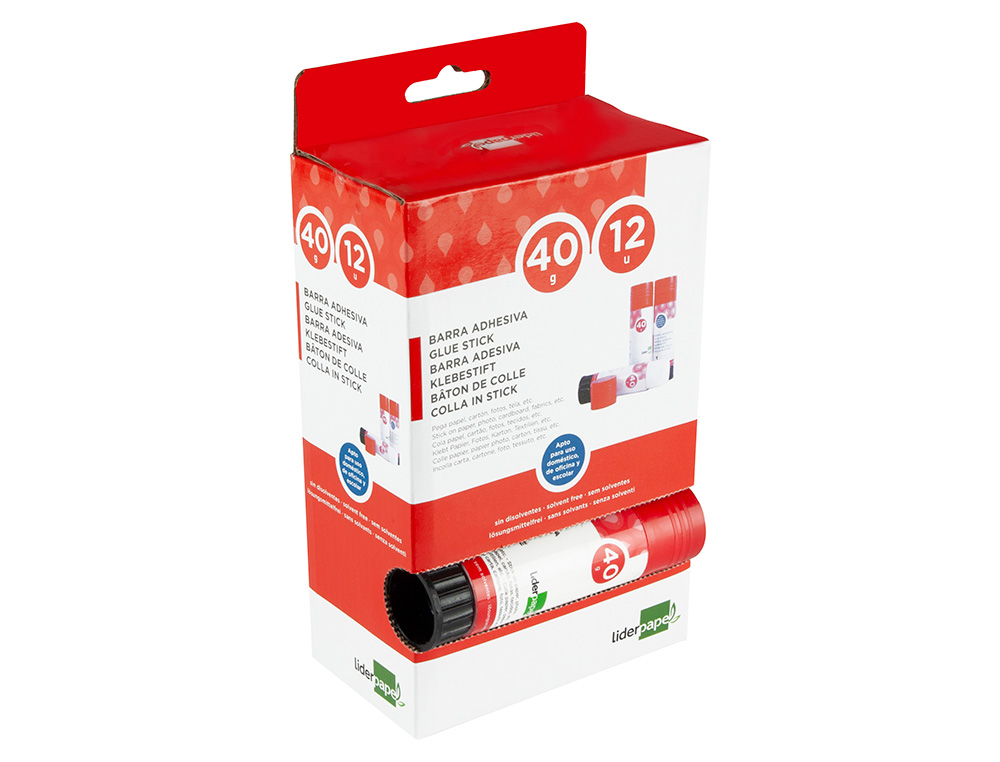 COLLE BLANCHE LIDERPAPEL ADHSIF HAUTE QUALIT GLISSEMENT MAXIMUM SCHAGE INSTANTAN UTILISATION SCOLAIRE BTON 40G
