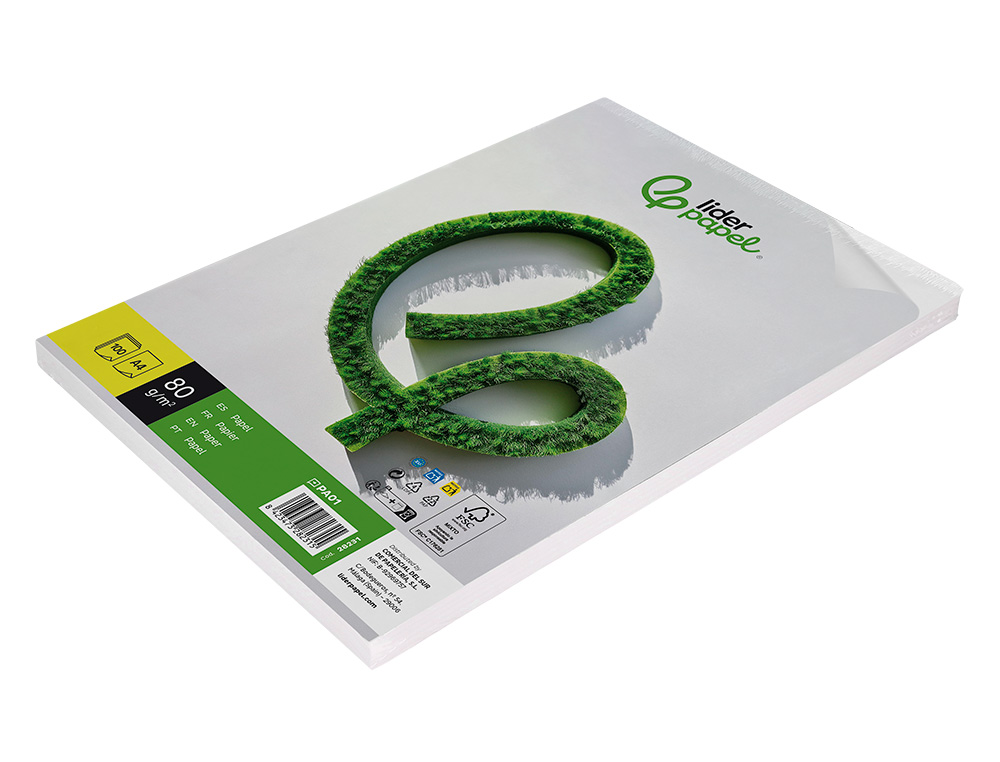 PAPIER CRITURE LIDERPAPEL A4 210X297MM BLANCHEUR EXTRA OPACIT 80G/M2 PAQUET 100 FEUILLES