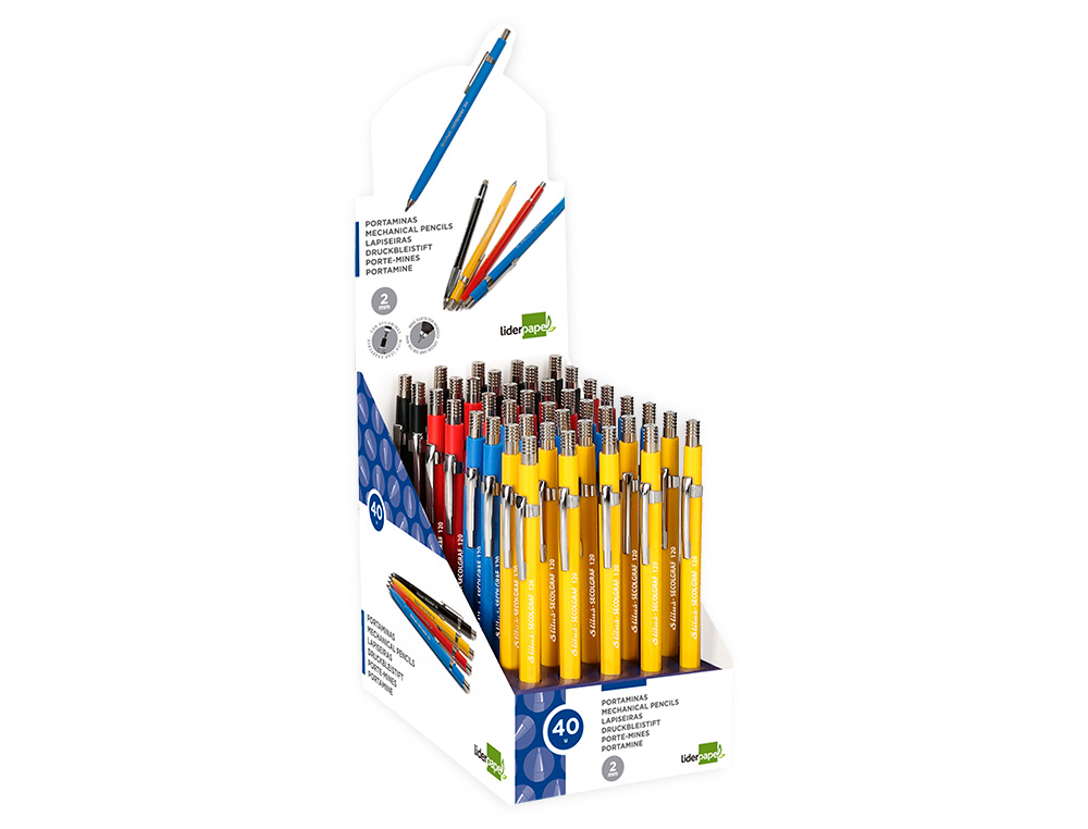 PORTE-MINE LIDERPAPEL PLASTIQUE GRAFO 2MM RÉTRACTABLE CLIP MÉTALLIQUE CONTIENT MINES ET TAILLE-MINES