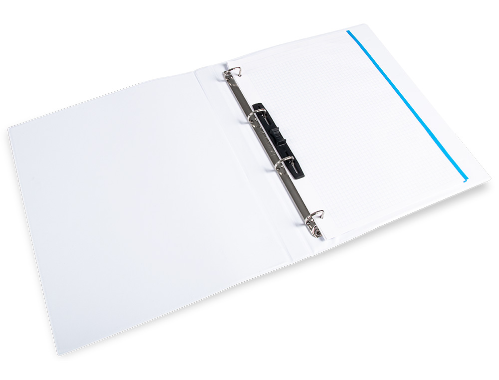 CLASSEUR KANGOUROU LIDERPAPEL 4 ANNEAUX 16MM 283X320MM DOCUMENT A4 PLASTIQUE DOS 28MM COLORIS BLANC