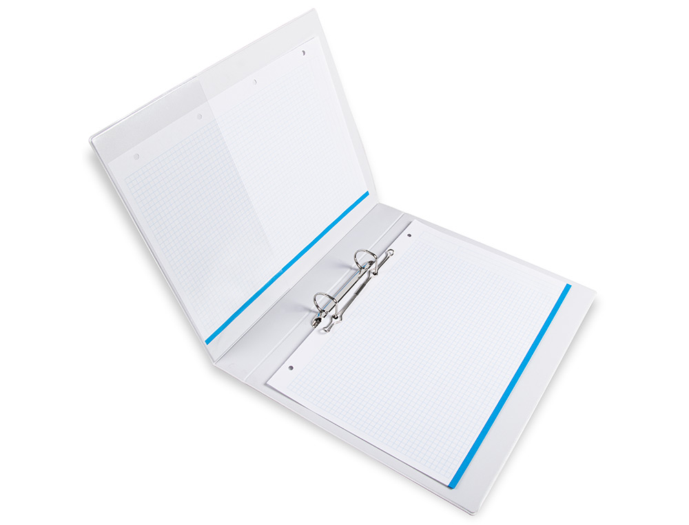 CLASSEUR KANGOUROU LIDERPAPEL 2 ANNEAUX 25MM 283X320MM DOCUMENT A4 PLASTIQUE DOS 40MM COLORIS BLANC