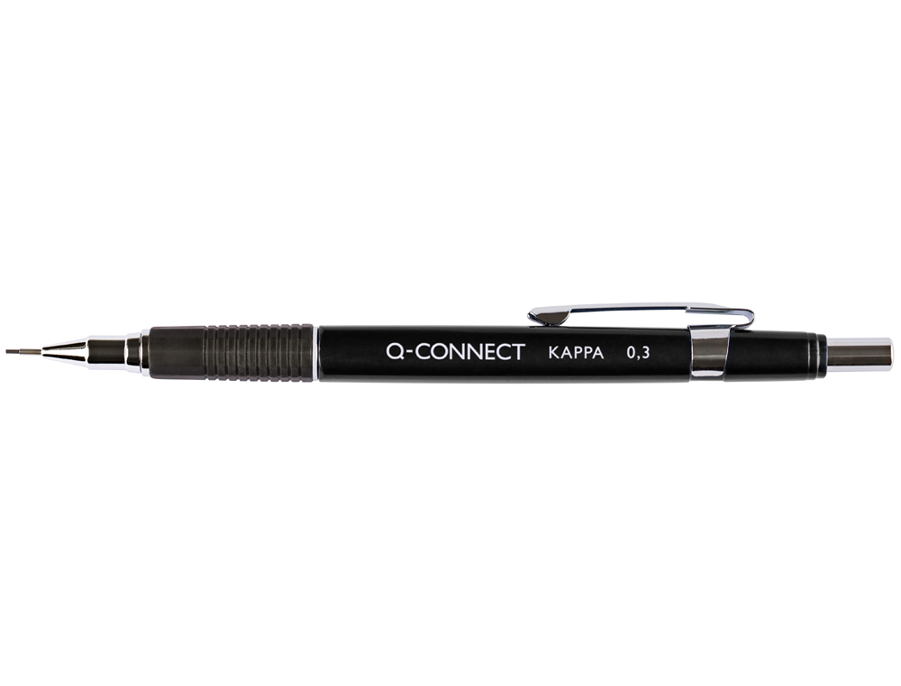 PORTE-MINE Q-CONNECT KAPPA 0.3MM POINTE RTRACTABLE GOMME BOUTON POUSSOIR GRIP CAOUTCHOUC COLORIS ASSORTIS